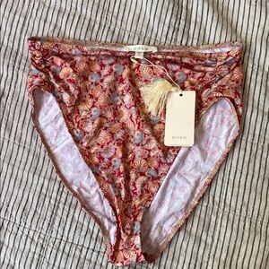 NWT Doen Red and Pink Floral Swim Bottom